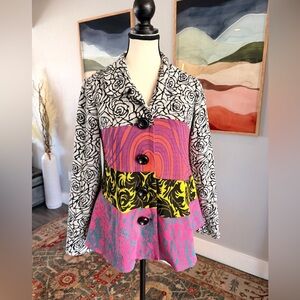 Aunt Wanda Vibrant Multicolor Patchwork Blazer